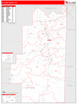 Le Flore County Wall Map Red Line Style
